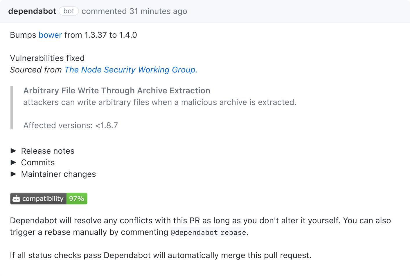 Automated pull request that updates a dependency in your repository